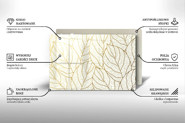 Skleněná deska za sporák Line-art listy vzor