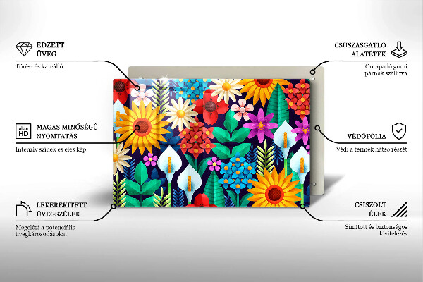 Skleněná deska za sporák Květiny louka ilustrace