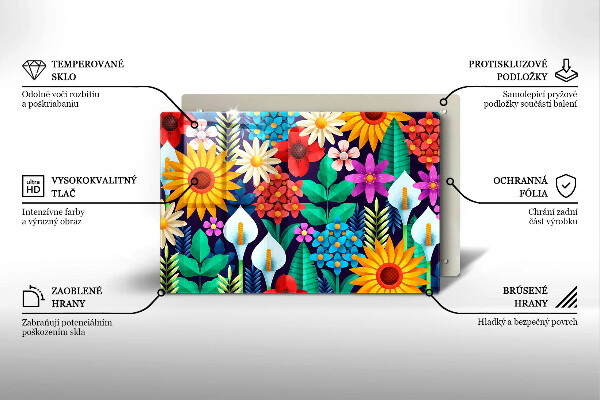 Skleněná deska za sporák Květiny louka ilustrace