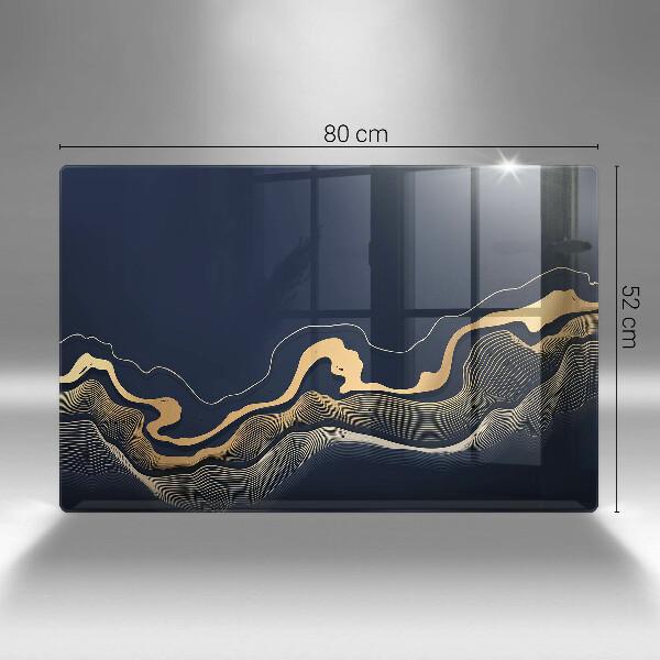 Skleněná deska za sporák Abstraktní zlaté čáry