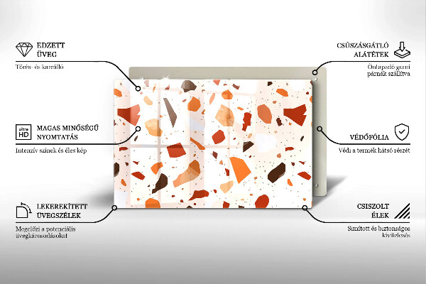 Skleněná deska za sporák Dekorativní kamenina