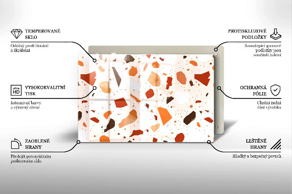 Skleněná deska za sporák Dekorativní kamenina