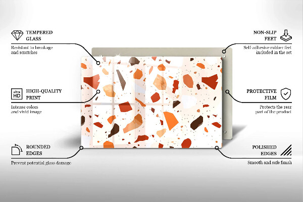 Skleněná deska za sporák Dekorativní kamenina