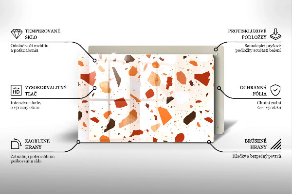 Skleněná deska za sporák Dekorativní kamenina