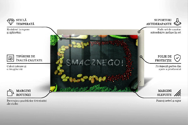 Skleněná deska za sporák Nápis Smacznego!