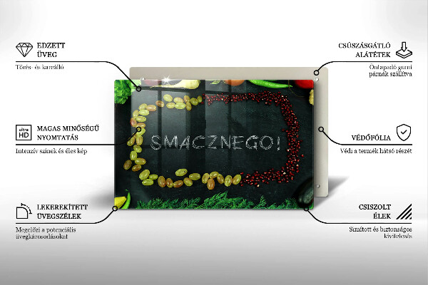 Skleněná deska za sporák Nápis Smacznego!
