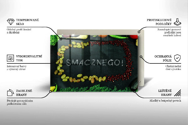 Skleněná deska za sporák Nápis Smacznego!