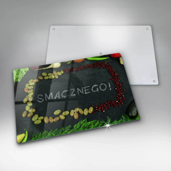 Skleněná deska za sporák Nápis Smacznego!