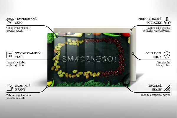 Skleněná deska za sporák Nápis Smacznego!