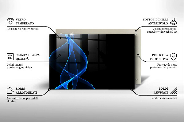 Skleněná deska za sporák Modré čáry kouře