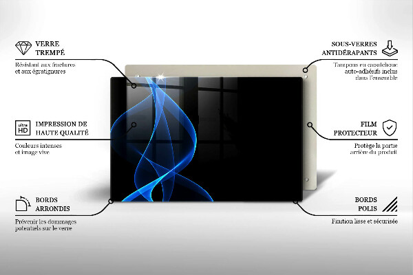 Skleněná deska za sporák Modré čáry kouře