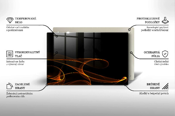 Skleněná deska za sporák Abstraktní linie
