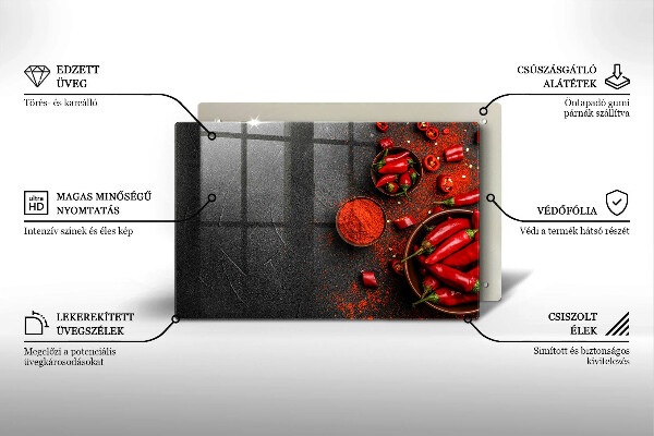Skleněná deska za sporák Červené chilli papričky