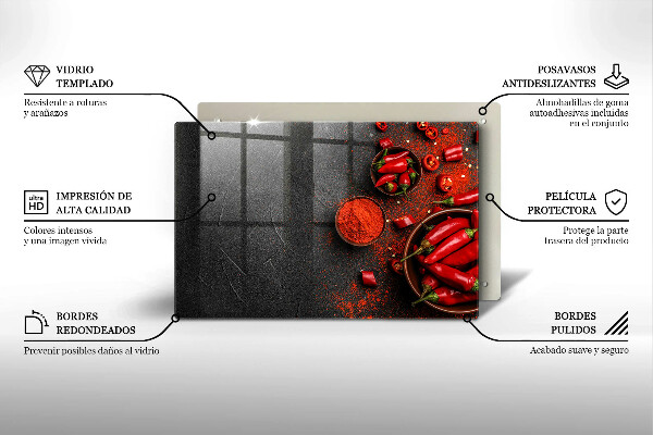 Skleněná deska za sporák Červené chilli papričky