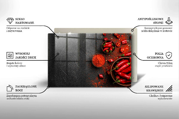 Skleněná deska za sporák Červené chilli papričky