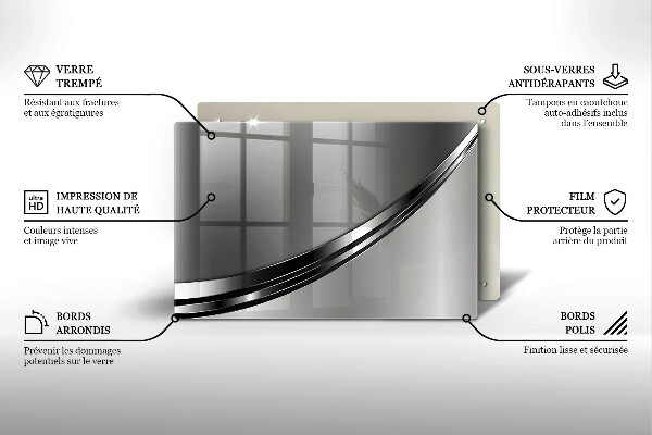 Skleněná deska za sporák Kovová abstrakce