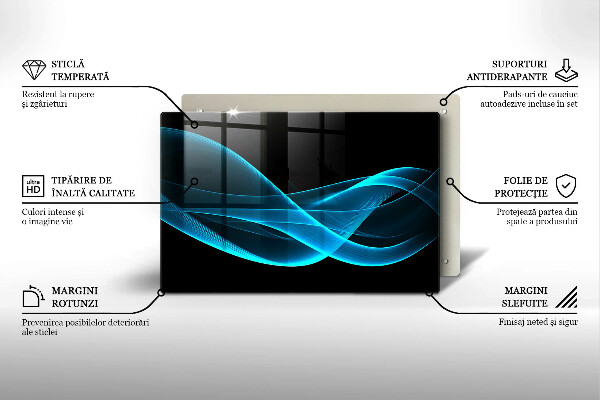 Skleněná deska za sporák Modrá abstrakce