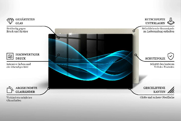 Skleněná deska za sporák Modrá abstrakce