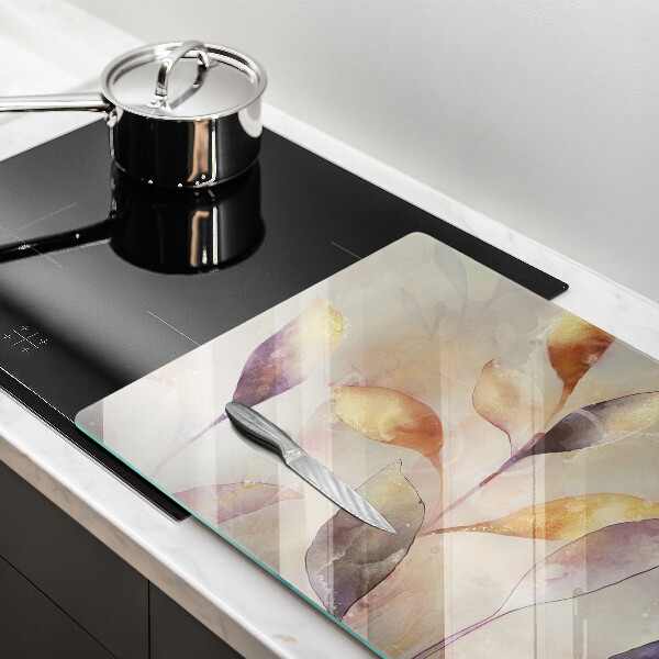 Skleněná deska za sporák Malované boho listy