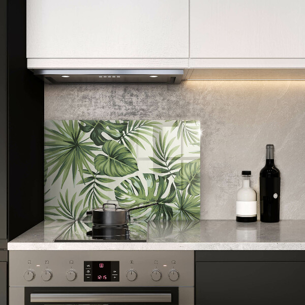 Skleněná deska za sporák Ilustrace Monstera listy