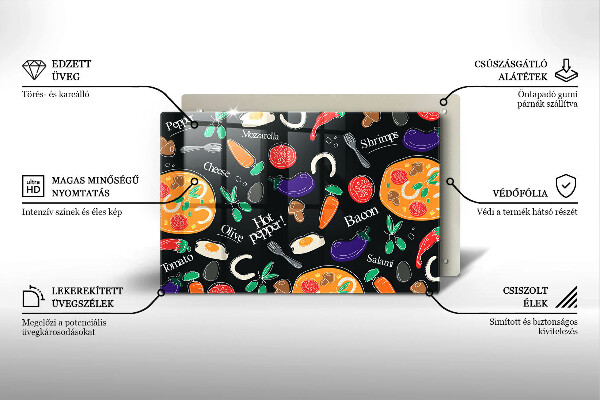 Skleněná deska za sporák Jídlo ilustrace