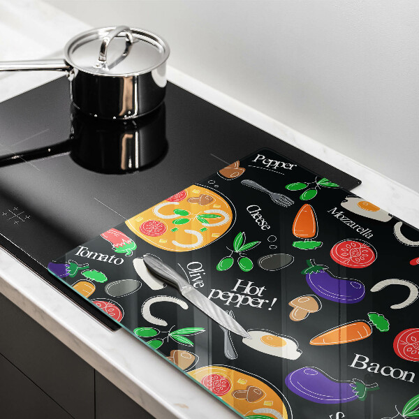 Skleněná deska za sporák Jídlo ilustrace