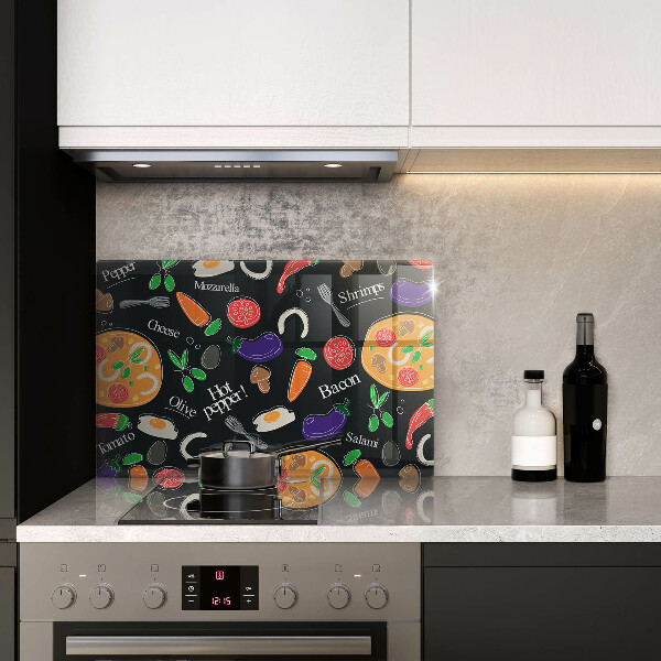 Skleněná deska za sporák Jídlo ilustrace