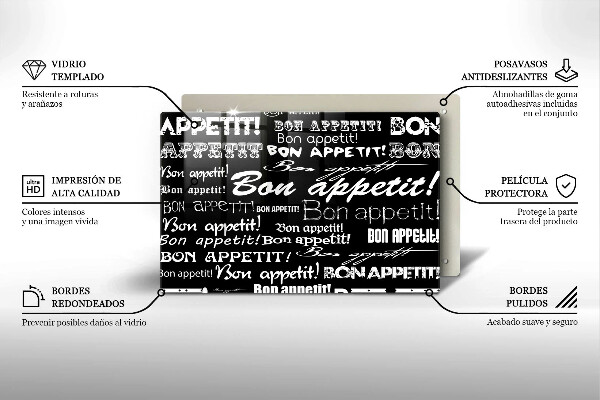 Skleněná deska za sporák Kuchyňské titulky Bon appetit