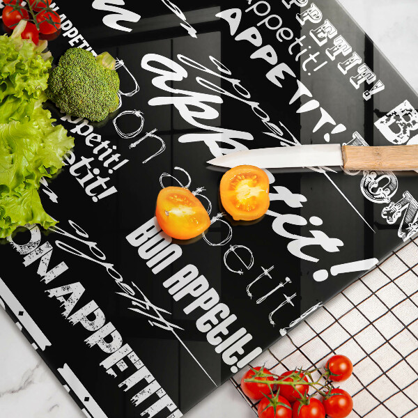 Skleněná deska za sporák Kuchyňské titulky Bon appetit