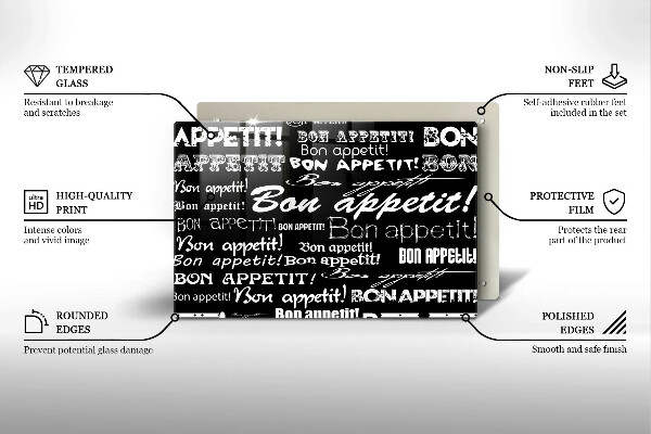Skleněná deska za sporák Kuchyňské titulky Bon appetit