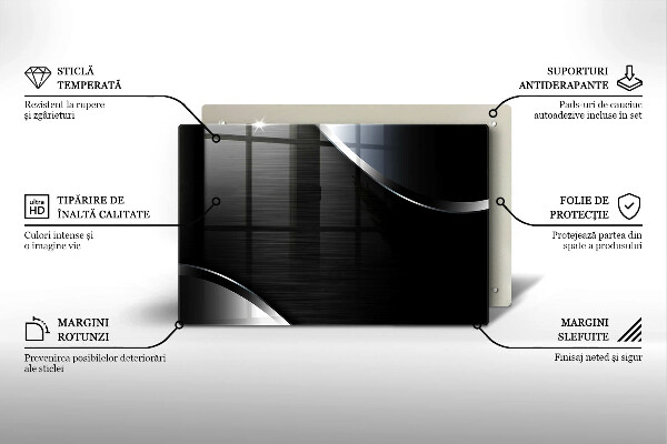 Skleněná deska za sporák Kovová abstrakce