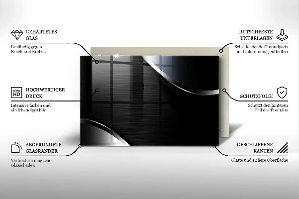 Skleněná deska za sporák Kovová abstrakce