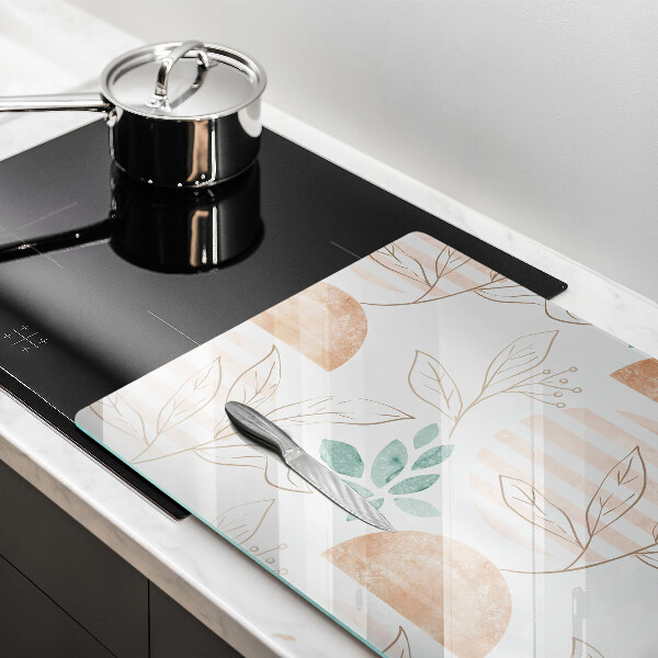 Skleněná deska za sporák Boho listy vzor