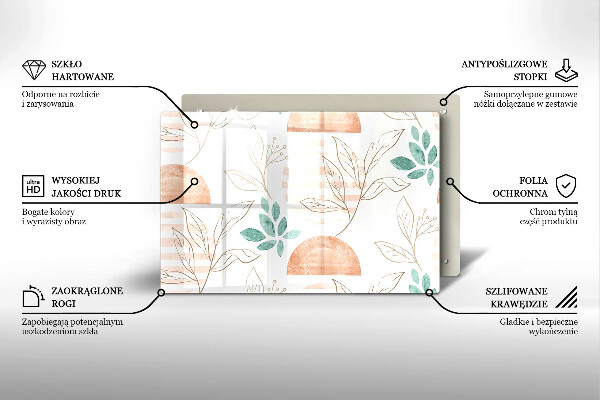 Skleněná deska za sporák Boho listy vzor