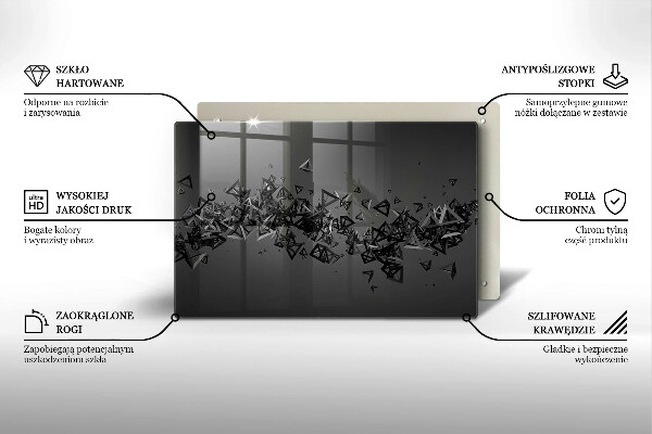 Skleněná deska za sporák Abstraktní 3D tvary