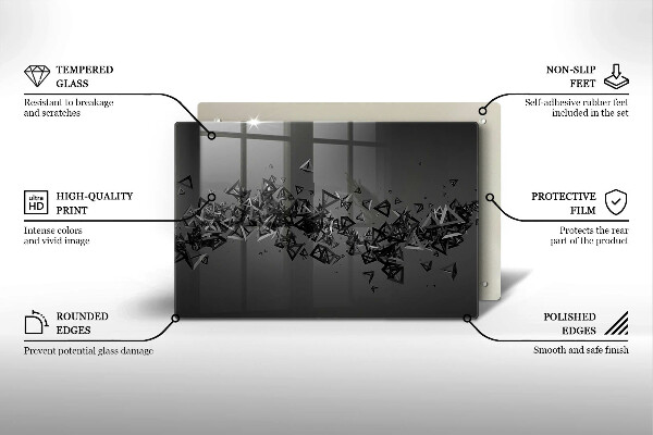 Skleněná deska za sporák Abstraktní 3D tvary