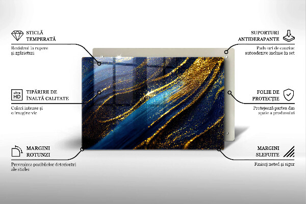 Skleněná deska za sporák Námořnická modrá abstrakce