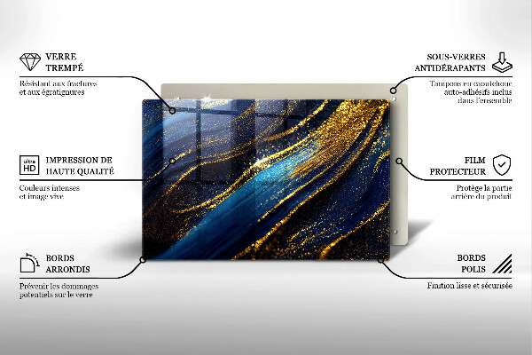 Skleněná deska za sporák Námořnická modrá abstrakce