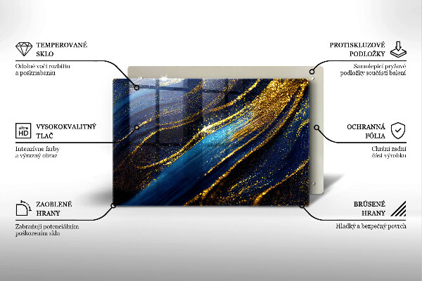 Skleněná deska za sporák Námořnická modrá abstrakce