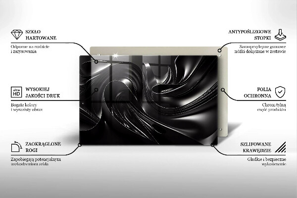 Skleněná deska za sporák Abstraktní černá hmota