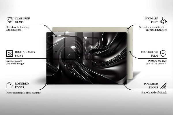 Skleněná deska za sporák Abstraktní černá hmota