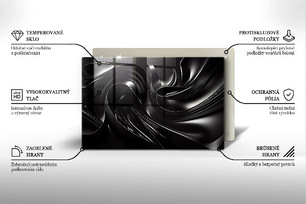 Skleněná deska za sporák Abstraktní černá hmota