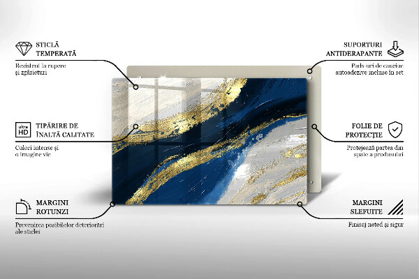 Skleněná deska za sporák Textura se zlatem