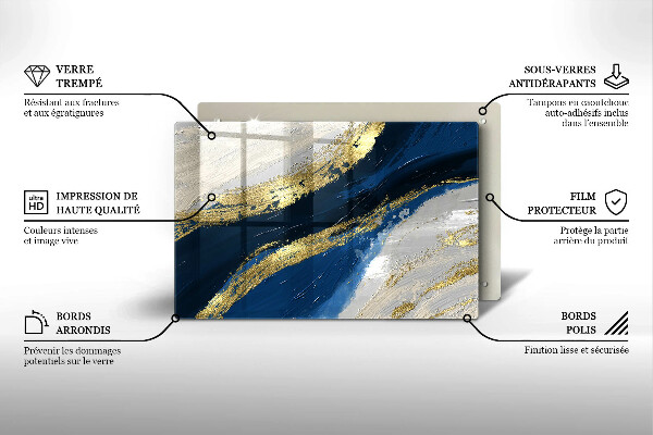 Skleněná deska za sporák Textura se zlatem