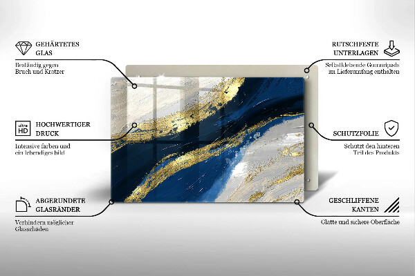 Skleněná deska za sporák Textura se zlatem