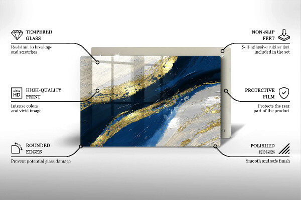 Skleněná deska za sporák Textura se zlatem