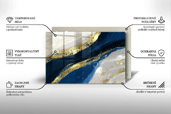 Skleněná deska za sporák Textura se zlatem