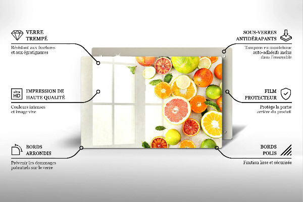 Skleněná deska za sporák Citrusové plody