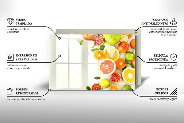 Skleněná deska za sporák Citrusové plody