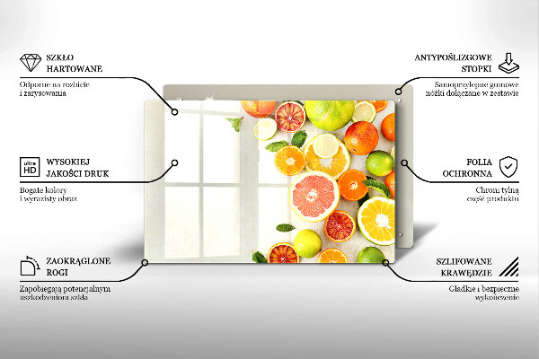 Skleněná deska za sporák Citrusové plody
